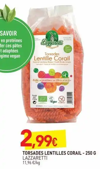naturéO Torsades lentilles corail 250g offre
