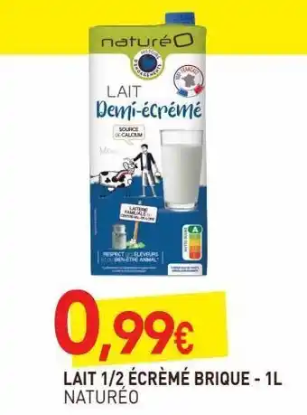 naturéO Lait 1/2 ecreme brique 1l offre