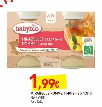 naturéO Mirabelle pomme 4 mois 2x1310g offre