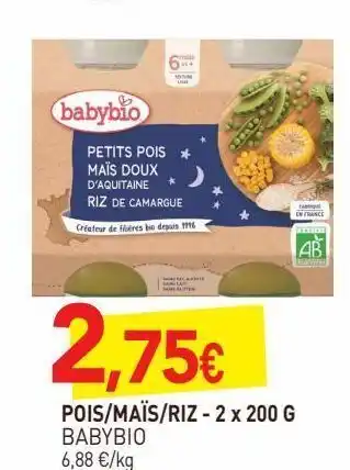 naturéO Pois/mais/rix 2x200g offre