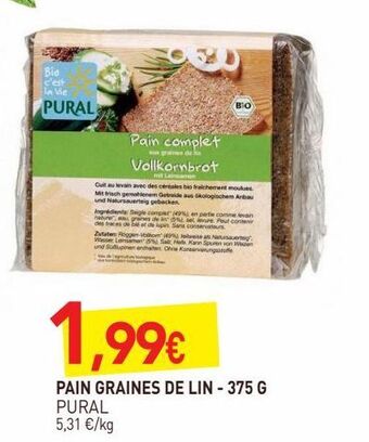 naturéO Pain graines de lin 375g offre