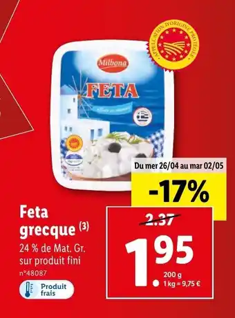 Lidl Feta grecque offre