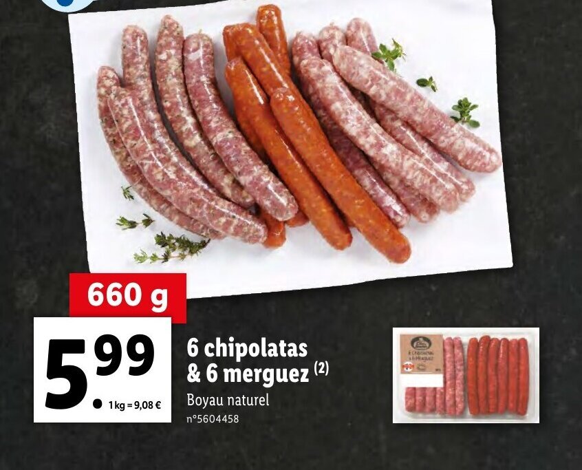 Promo 6 chipolatas & 6 merguez chez Lidl