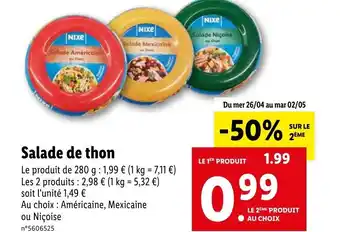 Lidl Salade de thon offre