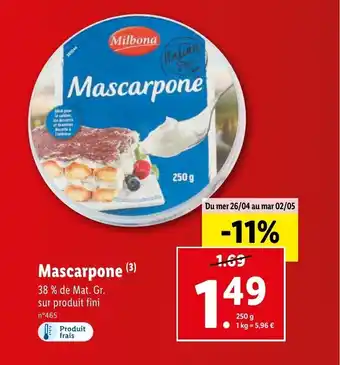 Lidl Mascarpone offre