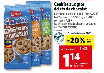 Lidl Cookies aux gros éclats de chocolat offre