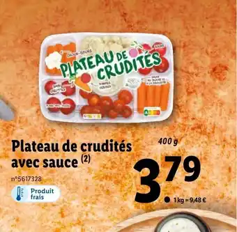 Lidl Plateau de crudités avec sauce offre