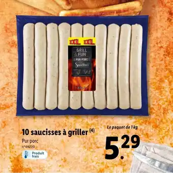 Lidl 10 saucisses à griller offre