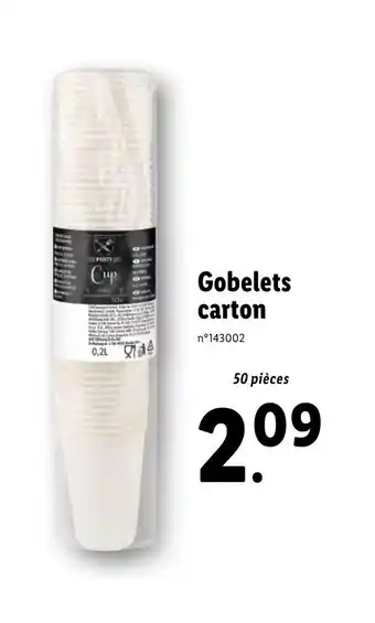 Gobelets carton