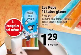 Lidl Ice pops 12 tubes glacés offre