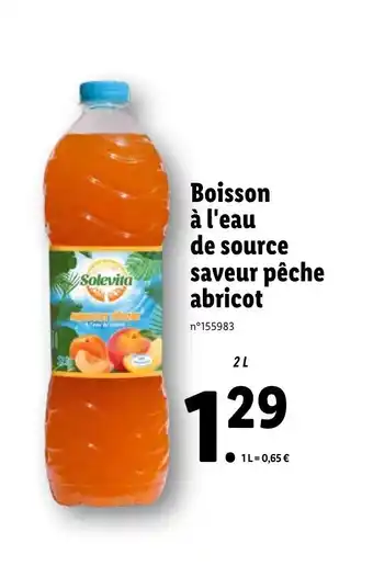 Lidl Boisson à l'eau de source saveur pêche abricot offre