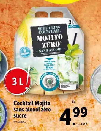 Lidl Cocktail mojito sans alcool zéro sucre offre