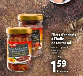 Lidl Filets d'anchois à l'huile de tournesol offre