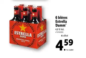 Lidl 6 bières estrella damm offre