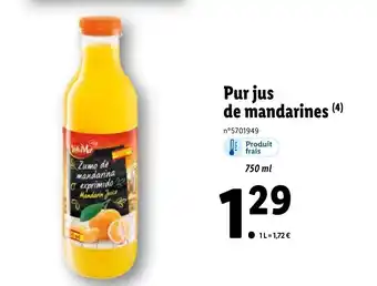 Lidl Pur jus de mandarines offre