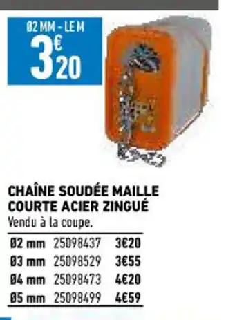 Brico Cash Chaîne Soudée Maille Courte Acier Zingué offre