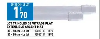 Brico Cash Lot Tringles De Vitrage Plat Extensible Argent Mat offre