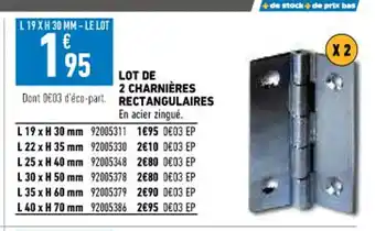 Brico Cash Lot De 2 Charniéres Rectangulaires offre