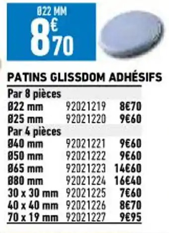 Brico Cash Patins Glissdom Adhésifs offre