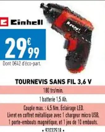 Brico Cash Tournevis Sans Fil 3,6 V offre