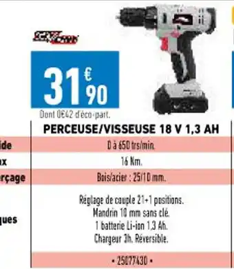 Perceuse /Visseuse 18 V 1,3 AH