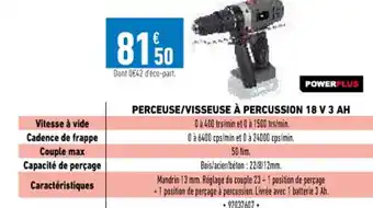 Brico Cash Perceuse/Visseuse á Percussion 18 V 3 AH offre