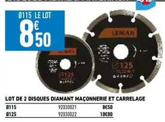 Brico Cash Lot De 2 Disques Diamant Maconnerie Et carrelage offre