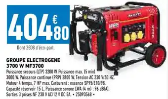 Brico Cash Groupe Electrogene 3700 W MF3700 offre