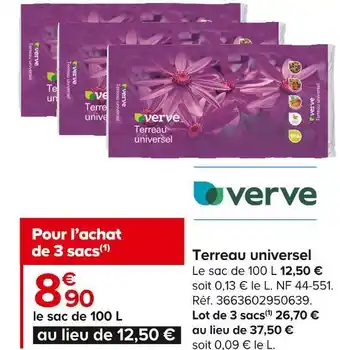 Castorama Verve terreau universel offre