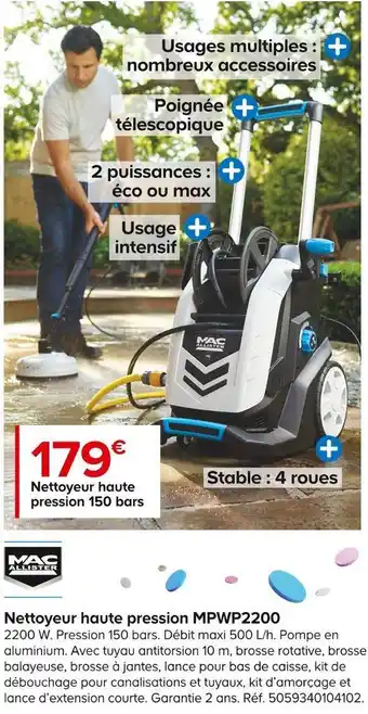 Castorama Mac allister nettoyeur haute pression mpwp2200 offre