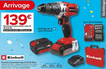 Castorama Einhell perceuse à percussion sans fil te-cd 18 li-i offre
