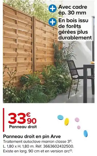 Castorama Panneau droit en pin arve offre
