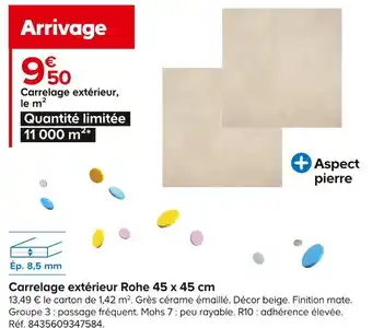 Castorama Carrelage extérieur rohe 45 x 45 cm offre