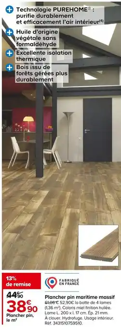 Plancher pin maritime massif