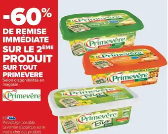 Carrefour Primevere -60% de remise immédiate sur le 2ème produit sur tout primevere offre