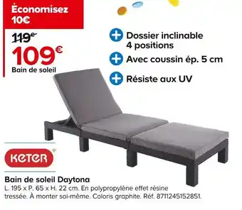Castorama Keter bain de soleil daytona offre