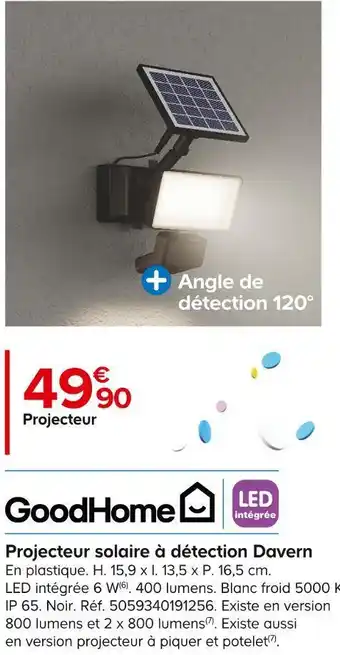 Castorama Goodhome projecteur solaire à détection davern offre