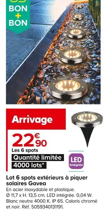 Castorama Lot 6 spots extérieurs à piquer solaires gavea offre