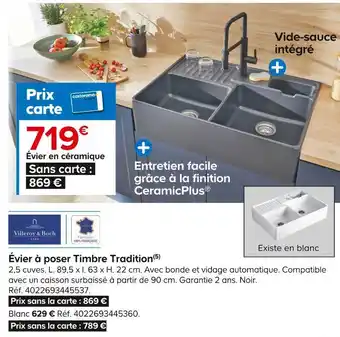Castorama Villeroy & boch évier à poser timbre tradition offre
