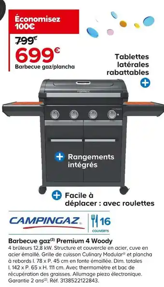 Castorama Campingaz barbecue gaz(3) premium 4 woody offre