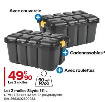 Castorama Lot 2 malles skyda 111 l offre