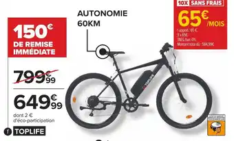Carrefour Toplife vtt à assistance électrique offre