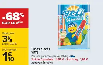 Carrefour Yeti tubes glacés offre