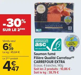 Carrefour Carrefour extra saumon fumé filière qualité carrefour offre