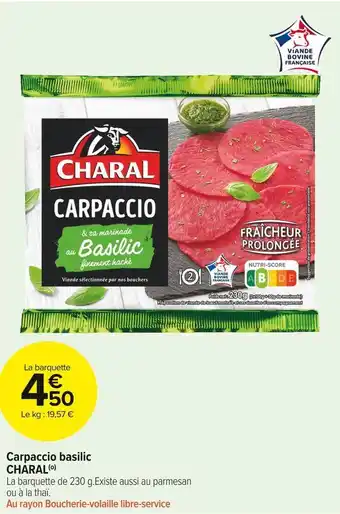 Carrefour Market Charal carpaccio basilic offre