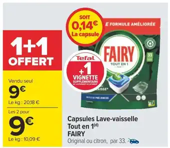 Carrefour Fairy capsules lave-vaisselle tout en 1(d) offre