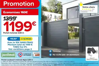 Castorama Jardimat portail coulissant motorisé alpes 3,50 m offre