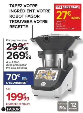 Carrefour Fagor robot compact connecté multifonctions offre