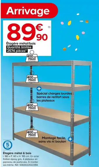 Castorama Étagère métal & bois offre