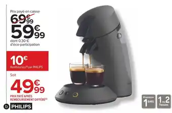 Carrefour Philips cafetière à dosettes senseo offre